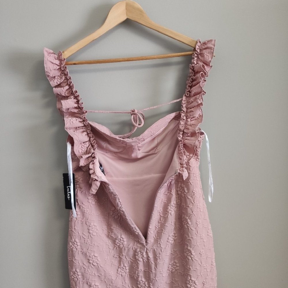 Lulu's Ruffle Strap Mini Dress Bodycon Pink Small - Picture 10 of 12